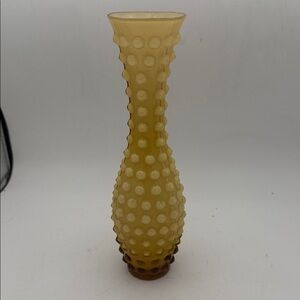 VTG Lefton hand blown hobnail amber/ yellow ombré 9” vase
